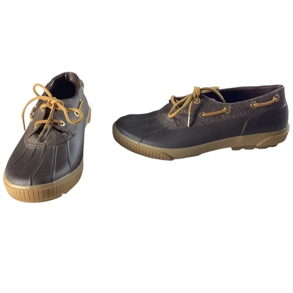 Michael Kors Womens Duck Shoes‎ Brown Rubber Sole Lace Up Size 8 Sturdy Outdoor